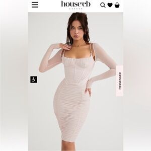 House of CB Freyja Crystal Gathered Corset Dress Light Pink ♡